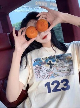 FEAR OF GOD FOG x RRR123美式潮牌INS高街字母印花短袖t恤潮男女