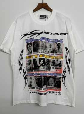 正确版hell地狱之星美式复古人物海报印花短袖T恤男女同款宽松夏