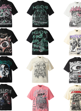 高品质hell地狱之星美式街头字母印花T恤男女休闲宽松情侣短袖潮