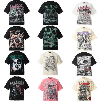 高品质hell地狱之星美式街头字母印花T恤男女休闲宽松情侣短袖潮