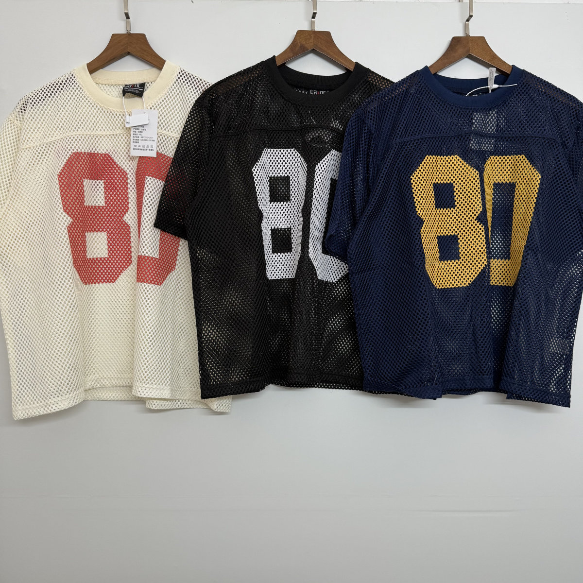 美潮Saint Michael 80印花橄榄球服镂空网眼男女休闲宽松短袖T恤,男装,T恤,淘宝优惠券,粉丝福利购,淘宝优惠卷