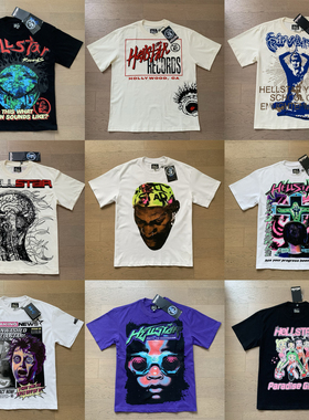 正确版hell地狱之星欧美风街头复古高街T恤男女同款宽松百搭短袖