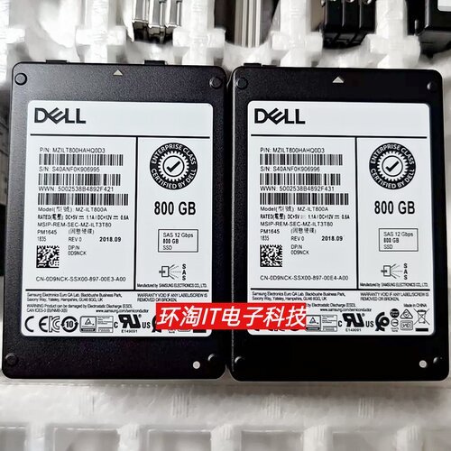 DELL MZ-1LT800A PM1645 0D9NCK 800G 2.5 SAS SSD 12Gb 固态硬盘