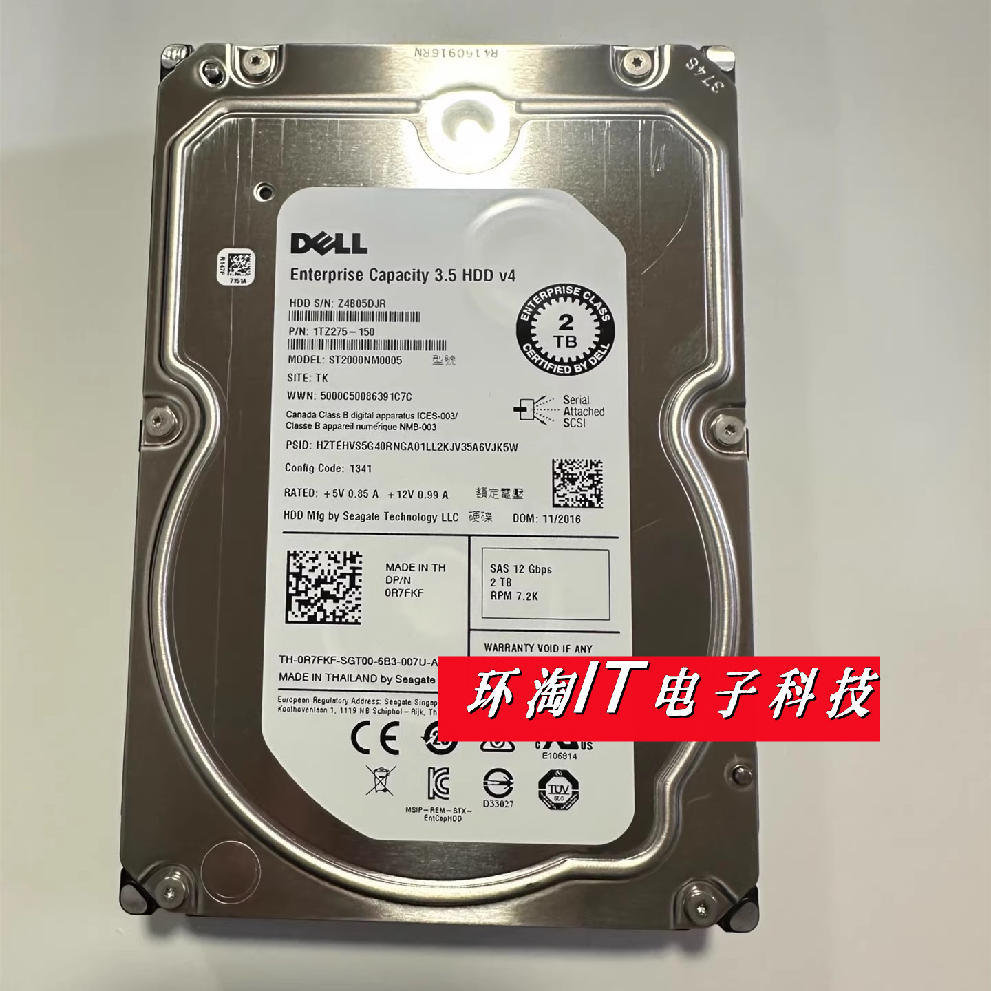 DELL ST2000NM0005 0R7FKF 1TZ275-150 2T SAS 7.2K 12Gb 3.5硬盘