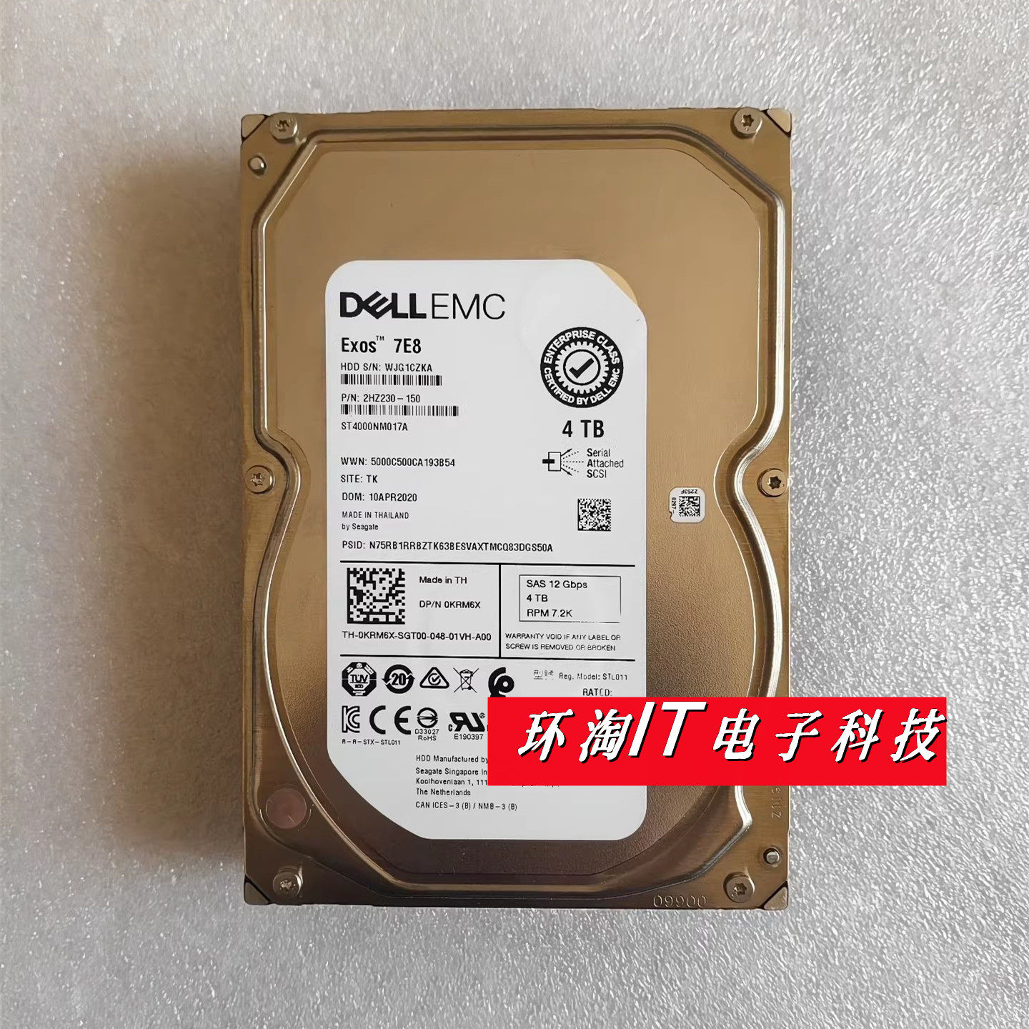 DELL EMC 0KRM6X ST4000NM017A服务器硬盘 4T SAS 12GB 7.2K 4TB