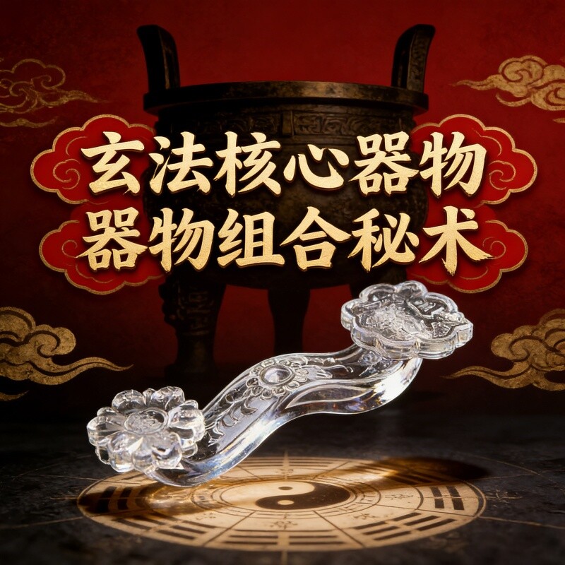 水晶如意国学摆件复古摆件玄法核心器物家居饰品创意工艺品透明