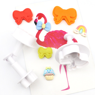 3pc蝴蝶结塑料压花模DIY烘培手压式 面食蛋糕印花模具 压花模