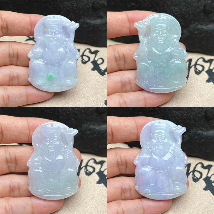 缅甸A货紫罗兰翡翠土地财神吊坠