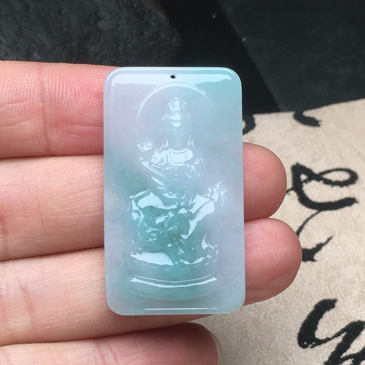 缅甸观音文殊玉石寨翡翠挂坠