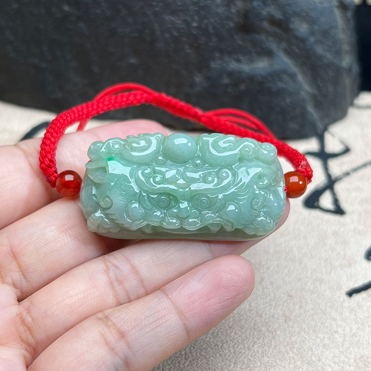 天然缅甸翡翠A货招财貔貅头手绳