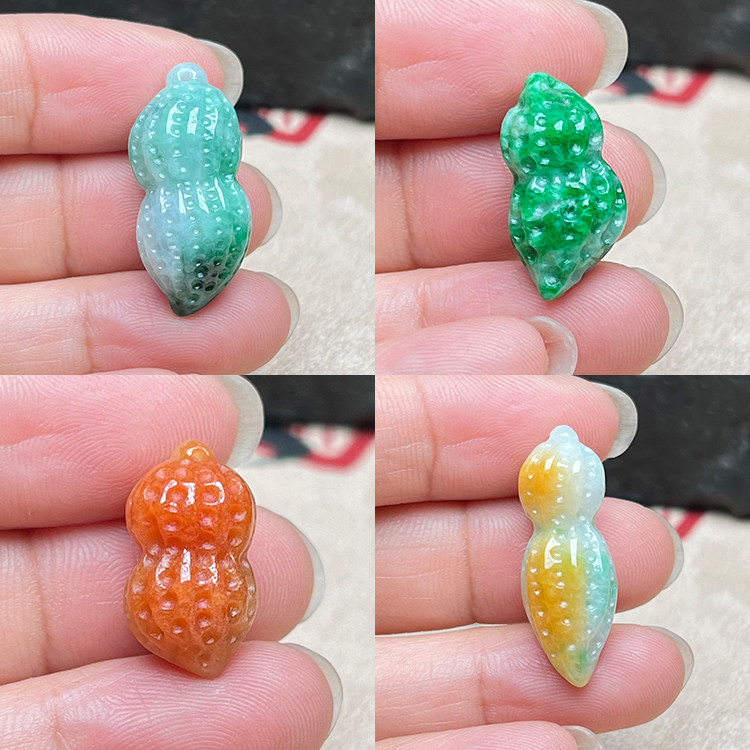 玉石寨A货翡翠花生吊坠生意兴隆