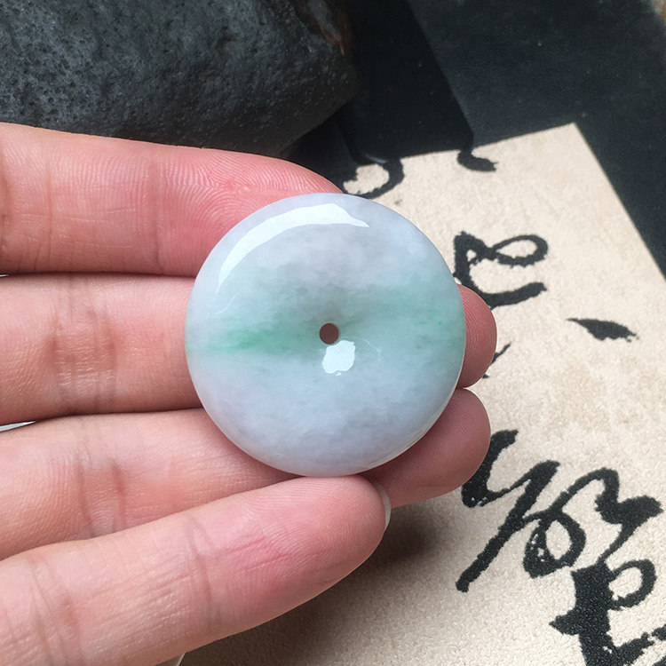 玉石寨A货翡翠翡翠平安扣送证书