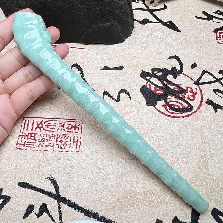 缅甸天然翡翠A货满绿烟斗玉烟嘴