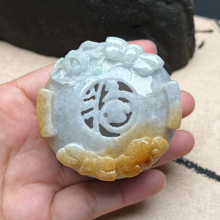翡翠香盒缅甸玉器黄翡翠香薰盒子正品A货香炉仿古盒镂空文玩摆件