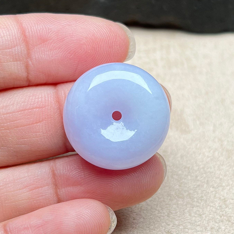 翡翠平安扣吊坠缅甸A货玉石紫罗兰玉扣挂件粉紫玉环轮胎扣送证书