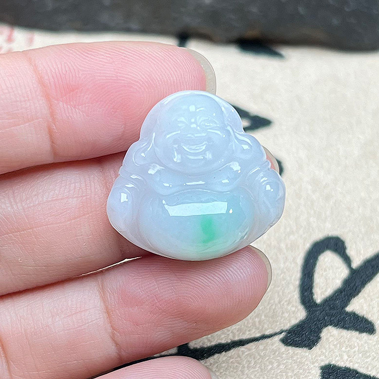 缅甸A货冰糯翡翠笑佛吊坠佛公