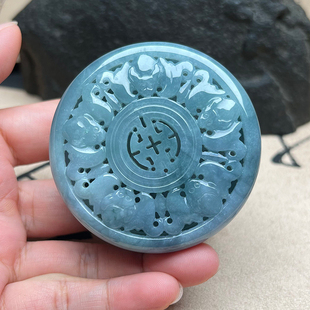 危地马拉翡翠A货香盒镂空四会手工雕刻香薰仿古烟熏盒子正品 包邮