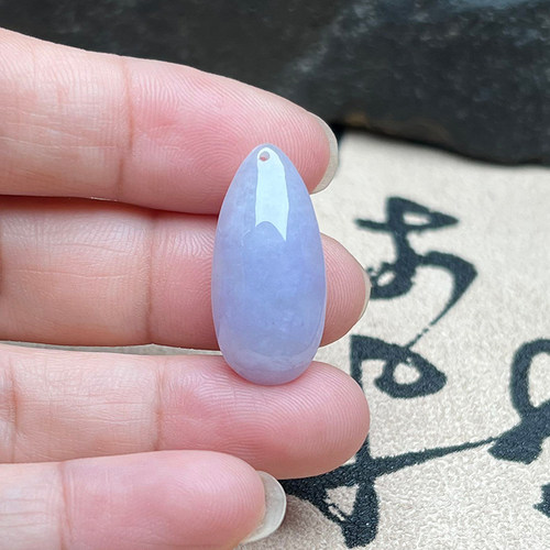 缅甸翡翠A货冰糯紫罗兰水滴吊坠