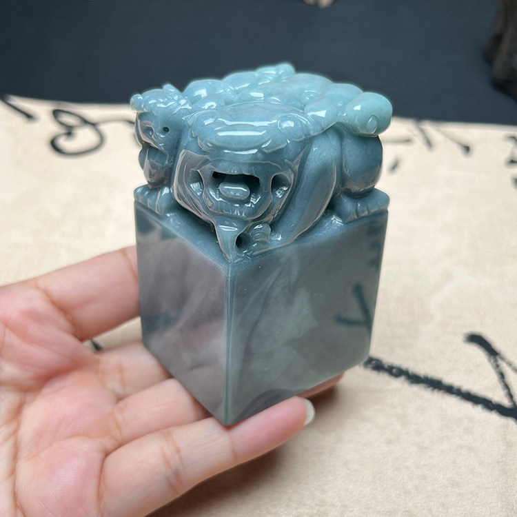 危地马拉翡翠印章正品玉石招财貔貅大印章玉章书法字画印章可刻字