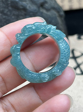 危地马拉A货翡翠龙戒指20MM