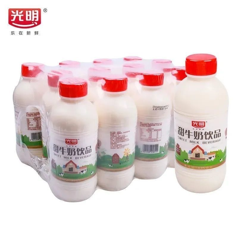 光明甜牛奶饮品原味草莓味435ml*12瓶调制乳风味奶整件批发带吸管