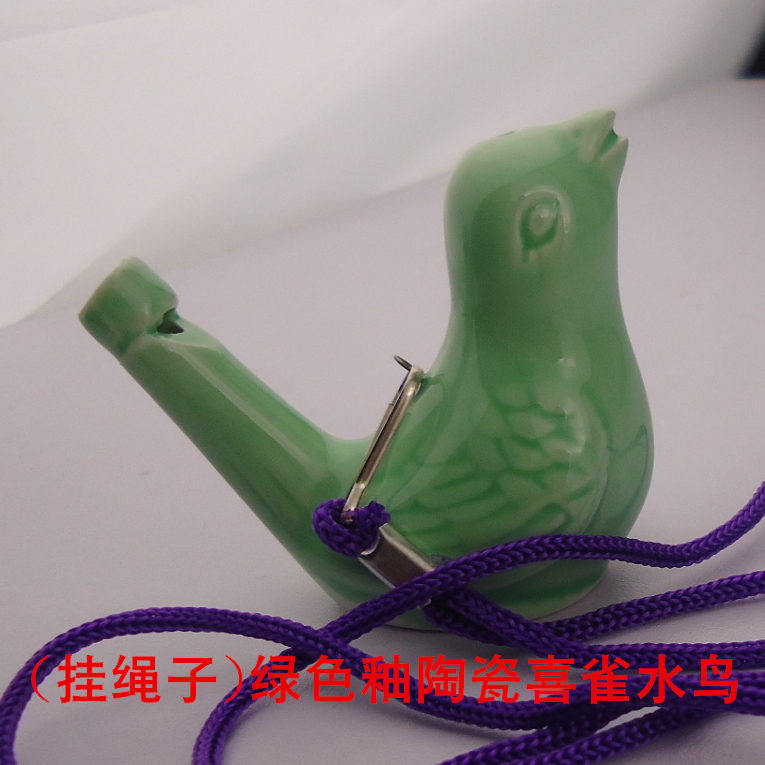 厂家直销陶瓷水鸟陶瓷鸟哨口哨音乐趣味玩具陶笛彩色釉孔雀水鸟哨