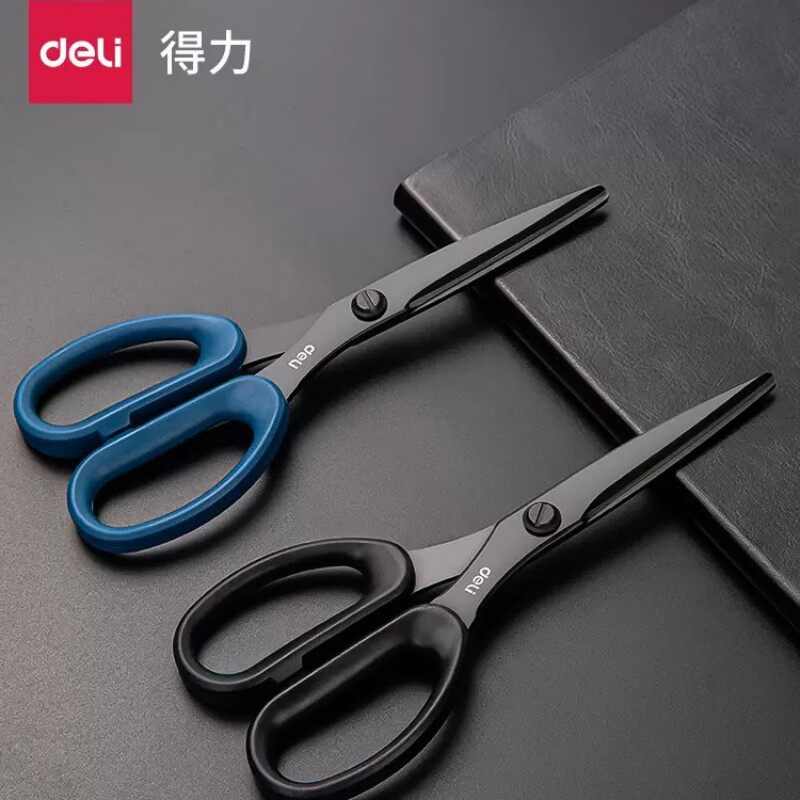 得力黑刃剪刀不锈钢剪子图片