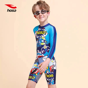 hosa浩沙泳衣2025新款 中大童连体长游泳衣可爱卡通印花专业 夏季