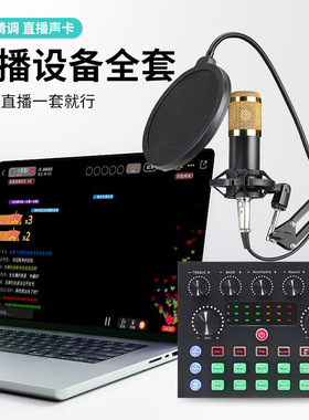 JIY跨境主播套装直播K歌麦克风带音效声卡唱歌快手抖音主播套装