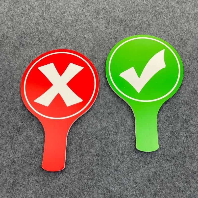 通过淘汰对号错号手举牌kt板定制yesno教学道具abcd手持牌子