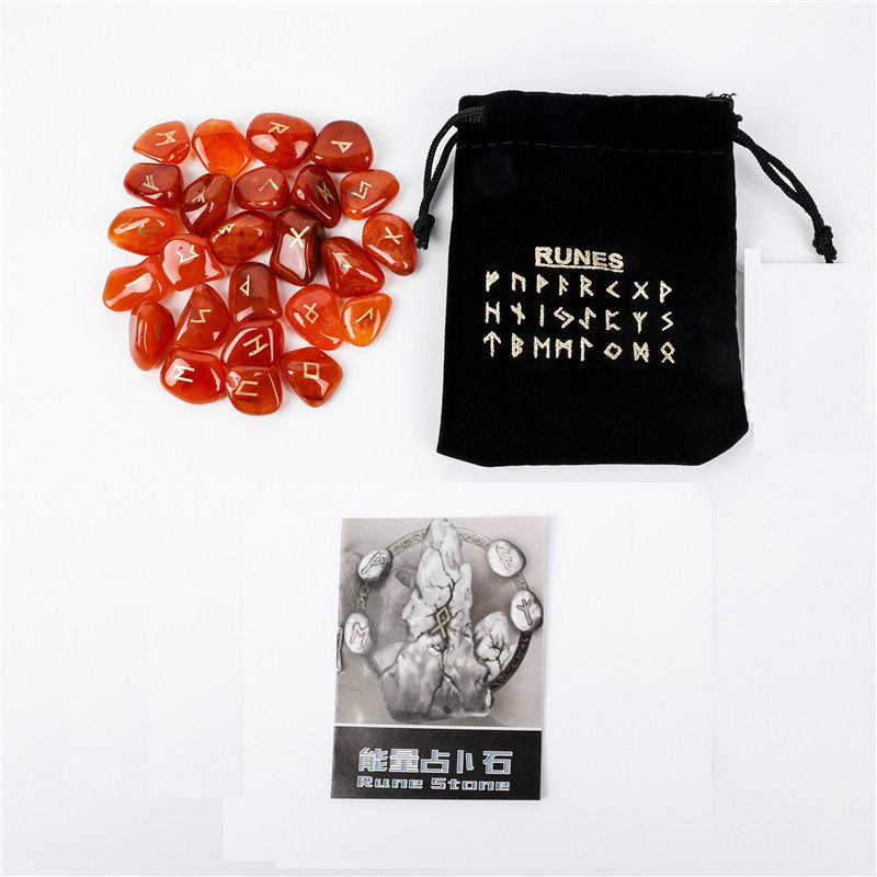 如尼石runes天然水晶不定形北欧卢恩字母图案虎眼玛瑙月光石摆件