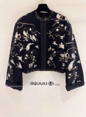 日娜亚太ASIAch小香风绿色权志龙同款秋短外套粗花呢上衣女装黑色