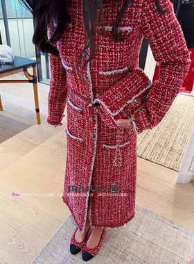 日娜高奢20XXASIA BUYER 11 bao 高端小香风短外套红色粗花呢上衣