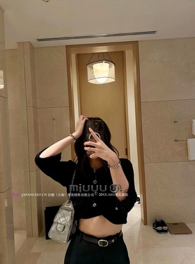 日娜高奢20XXASIA BUYER 12 hmo 黑色显瘦针织开衫女镂空短款外套