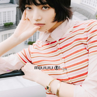 早春高智风撞色显瘦修身 日娜高奢20XXASIA hja 针织上衣 BUYER
