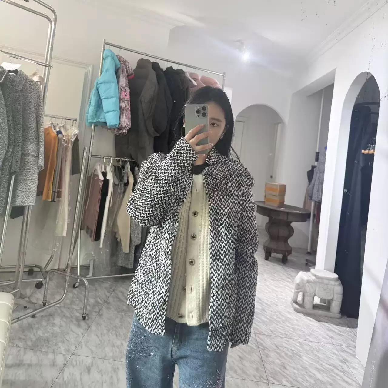 日娜高奢20XXASIA BUYER 12 amk 秋冬高智风重工粗花呢短款外套女