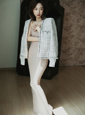 日娜亚太asia小香风ch秋冬棕红色羊毛背心全手工编织花边马甲