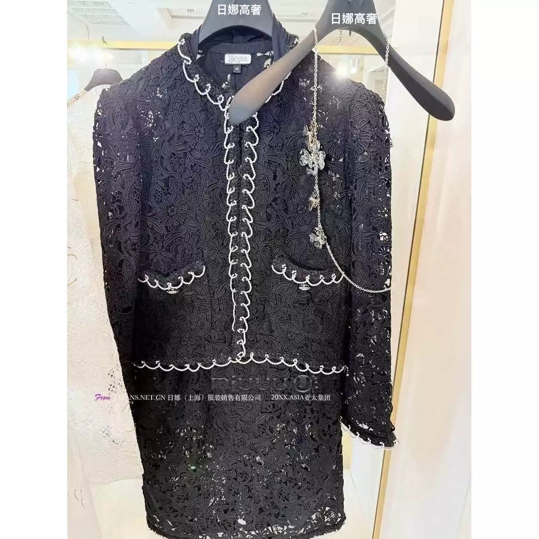 日娜高奢20XXASIA BUYER 11 ujn 气质优雅黑色蕾丝镂空短款外套女