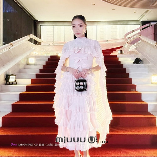 日娜高奢20XXASIA BUYER 12 hja 粉色荷叶边连衣裙女宴会礼服长裙