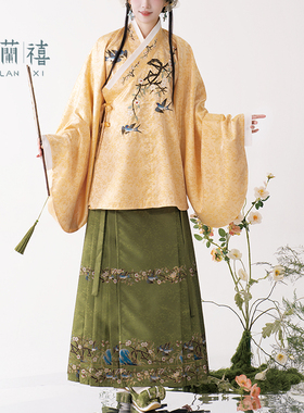 木兰禧原创【杏林春燕】春款明制绣花琵琶袖交领袄织金马面裙
