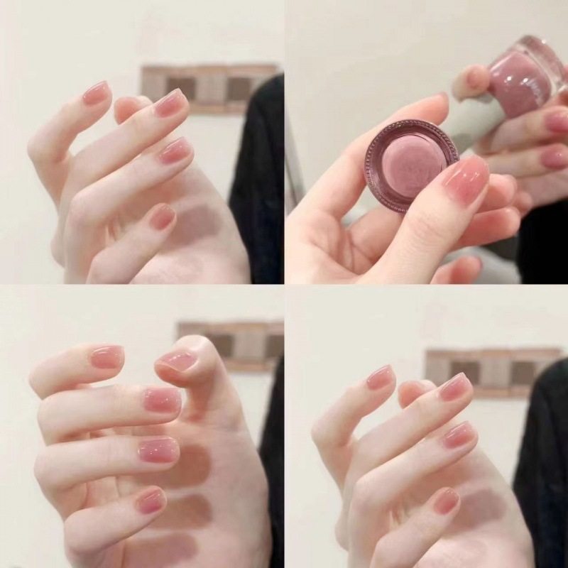 白桃乌龙指甲油女免烤可撕拉可剥无异味显白裸色水性健康美甲套装