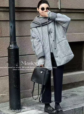 DD STY【冬款上新】小众设计带脖套排扣花线外套羽绒 8116