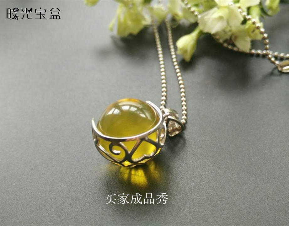 s925纯银镀黄金圆珠空托无需吊坠