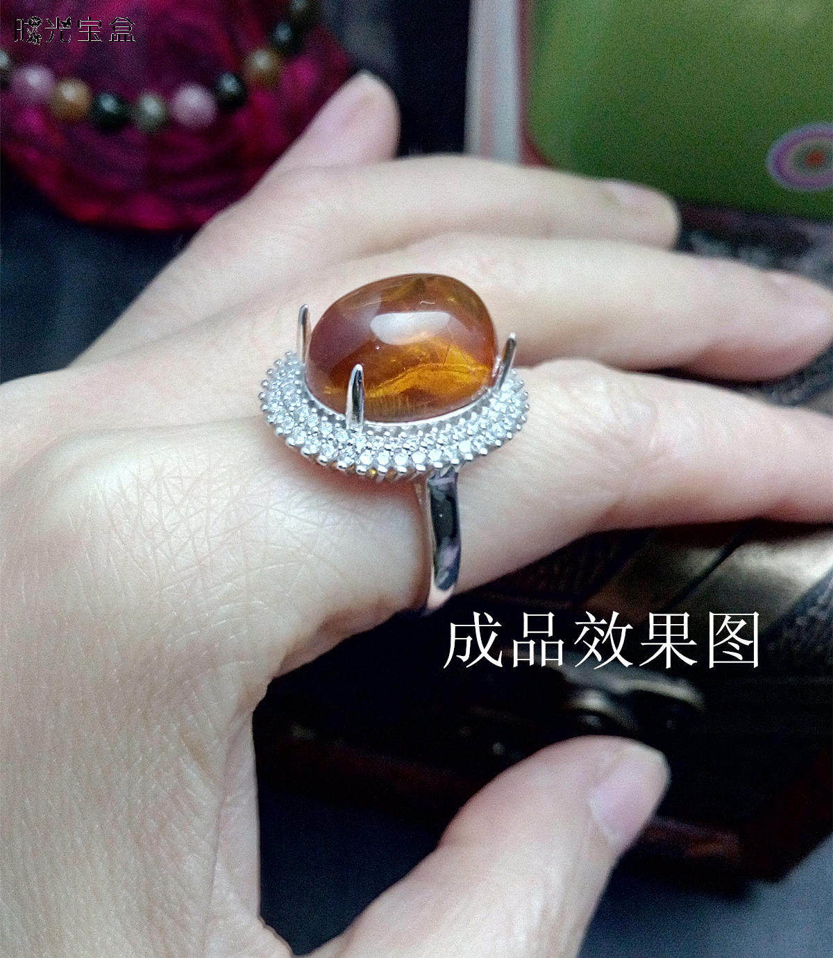 S925纯银镀白金镶水钻 戴妃款 活口  女款 戒指托 空托  12*16