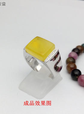 s925纯银镀白金镶水钻 男款 活口 雅 封底 长方戒指托 空托 10*12