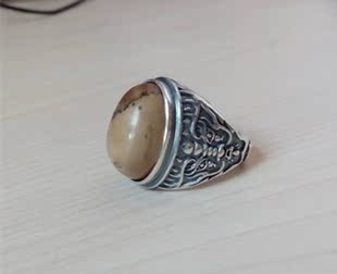 s925银复古风格 兽图 男款 上下重叠 活口 戒指托 空托14*19