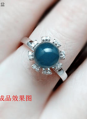 水钻活口花瓣蓝珀戒托