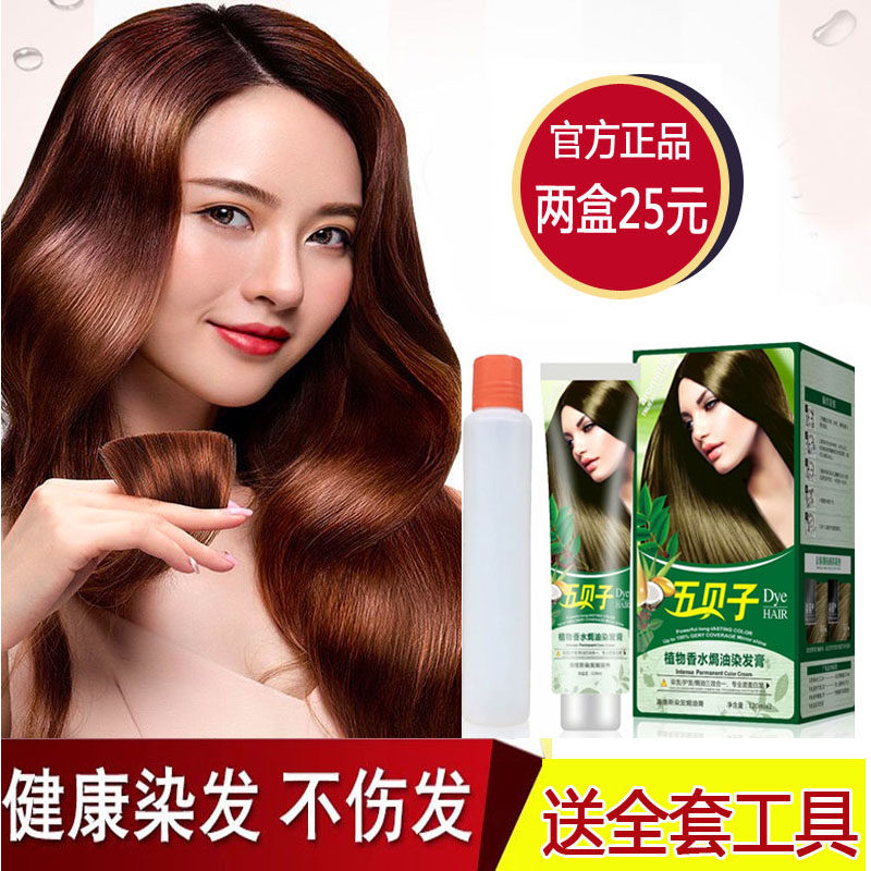 海维斯染发剂自己染栗棕色植物天然无刺激盖白发流行色染发膏孕妇