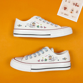 回力帆布鞋 小白鞋 低帮男女蜡笔小新联名樱花手绘夏季 透气轻便薄款