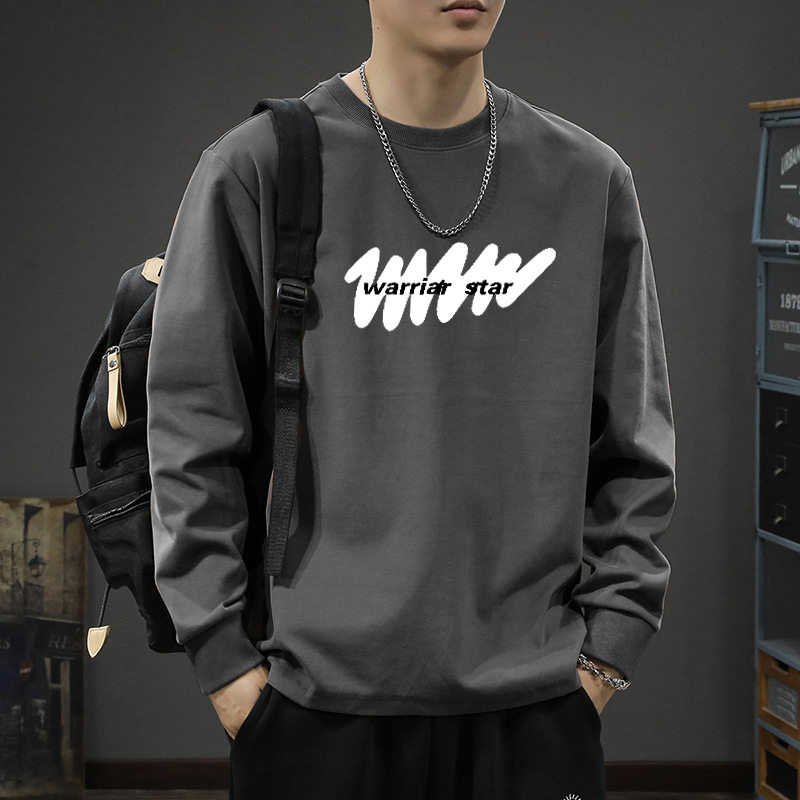 200g重磅纯棉长袖t恤宽松男女纯白色内搭T圆领秋冬打底衫全棉上衣